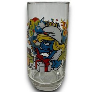 Hardees Smurfette Christmas Glass